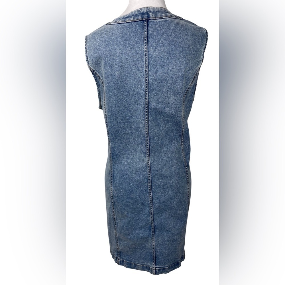 NWT Frye Denim Button Front Mini Dress Sleeveless Western Coastal Festival XLg - Picture 6 of 15